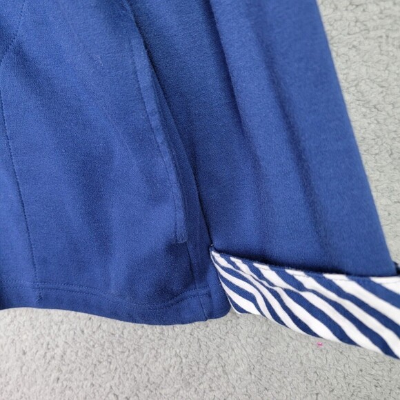 Blair Women's Jacket Sz L Blue Full Zip Pockets White Stripe Contrast - Picture 7 of 15